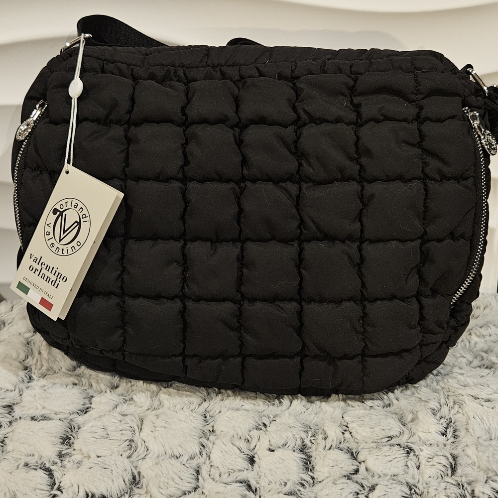 Valentino Orlandi Black Quilted Crossbody Bag